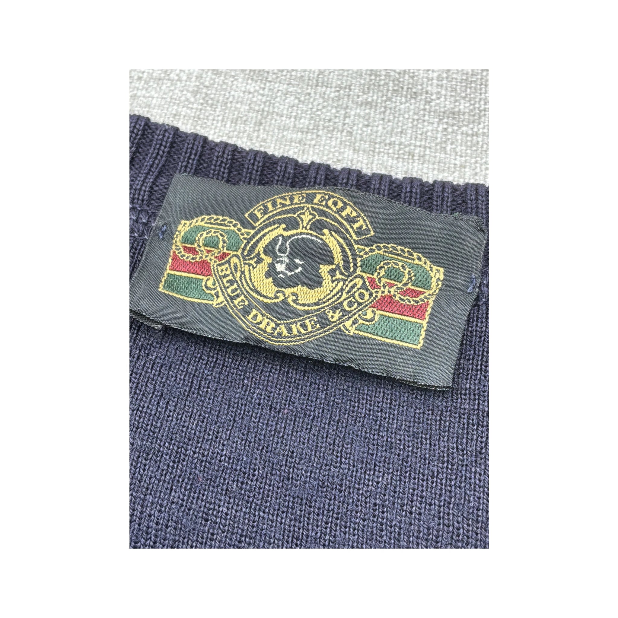 Camisola de gola Redonda Blue de Gênes em Lã Merino Extrafina com Cotoveleiras