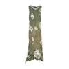 Primo Piano Olive Green Rose Print Sleeveless Maxi Dress