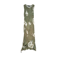 Primo Piano Olive Green Rose Print Sleeveless Maxi Dress