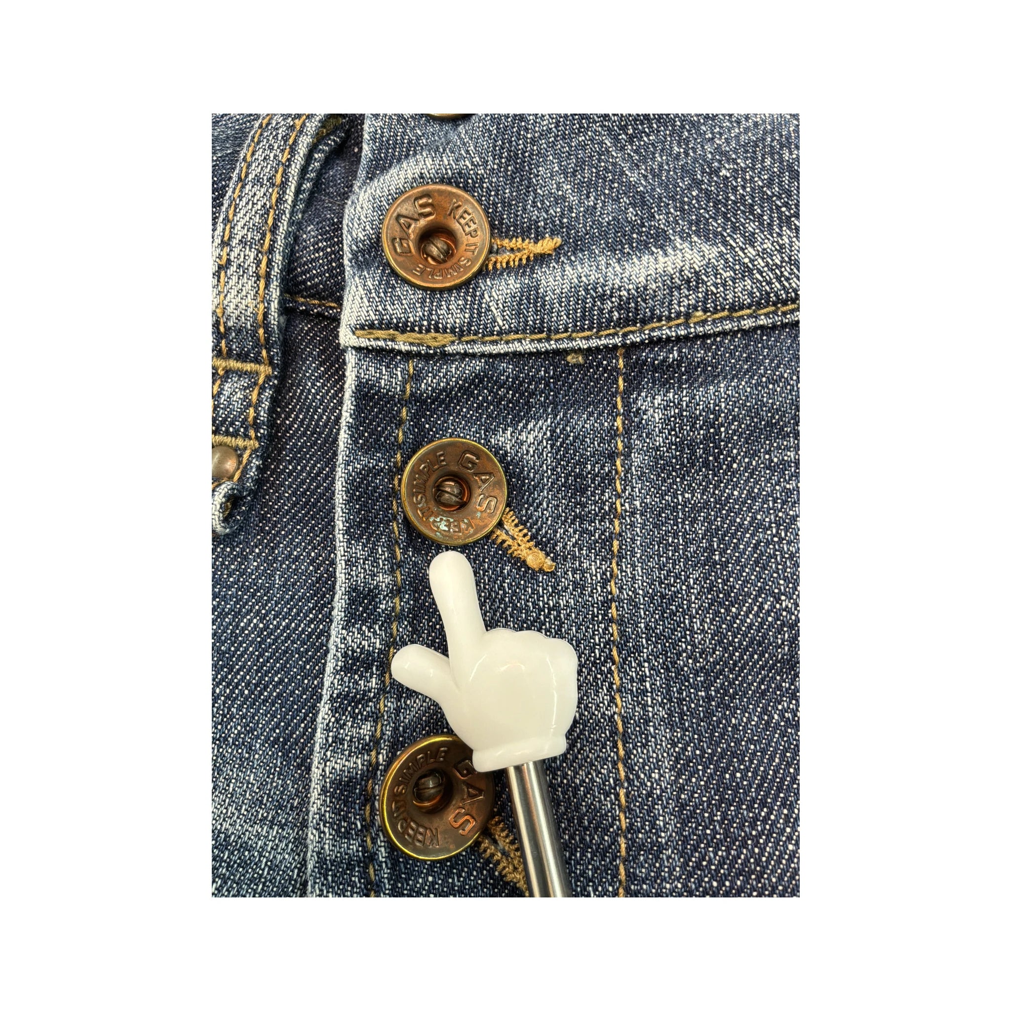 GAS Studded Button Front Denim Mini Skirt