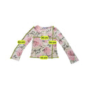 Dalia confori Sheer Graphic Mesh Blouse
