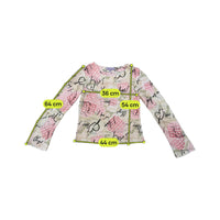 Dalia confori Sheer Graphic Mesh Blouse