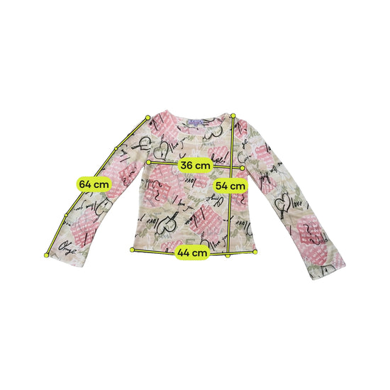 Dalia confori Sheer Graphic Mesh Blouse