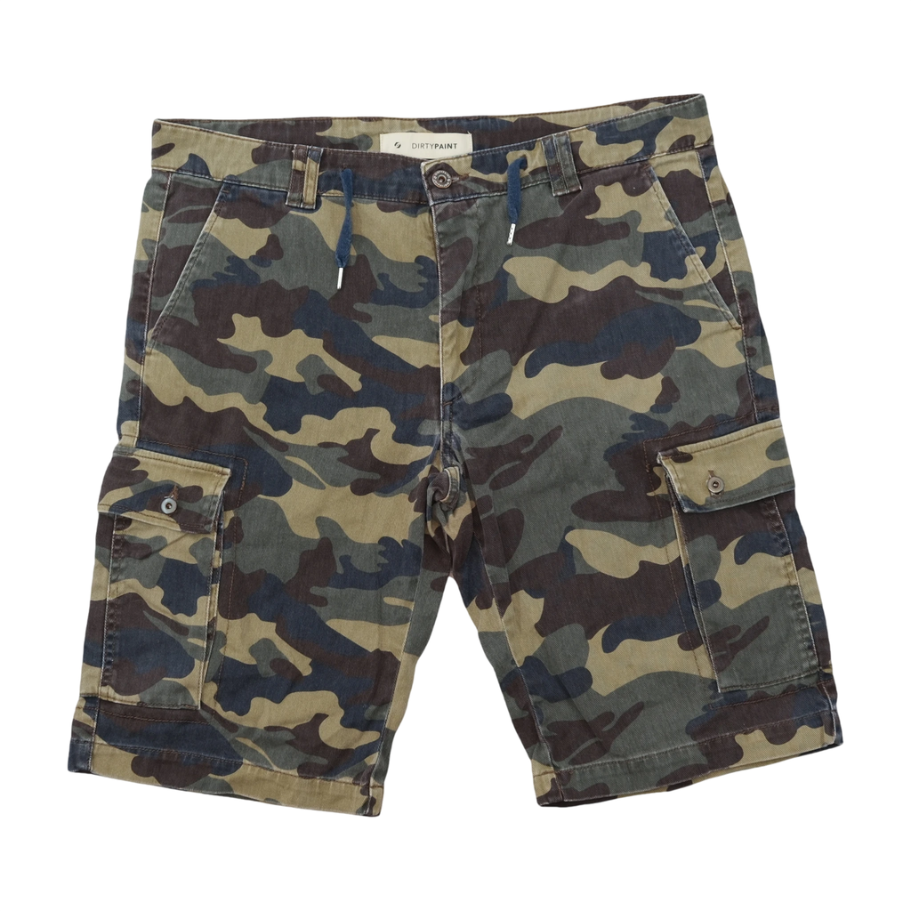 Dirty Paint Woodland Camo Cargo Shorts