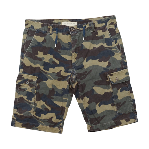 Dirty Paint Woodland Camo Cargo Shorts