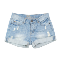 Fishbone Distressed Cuffed Denim Shorts
