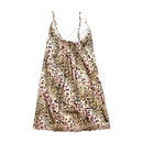 Y2K Leopard Print Lace Hem Slip Dress