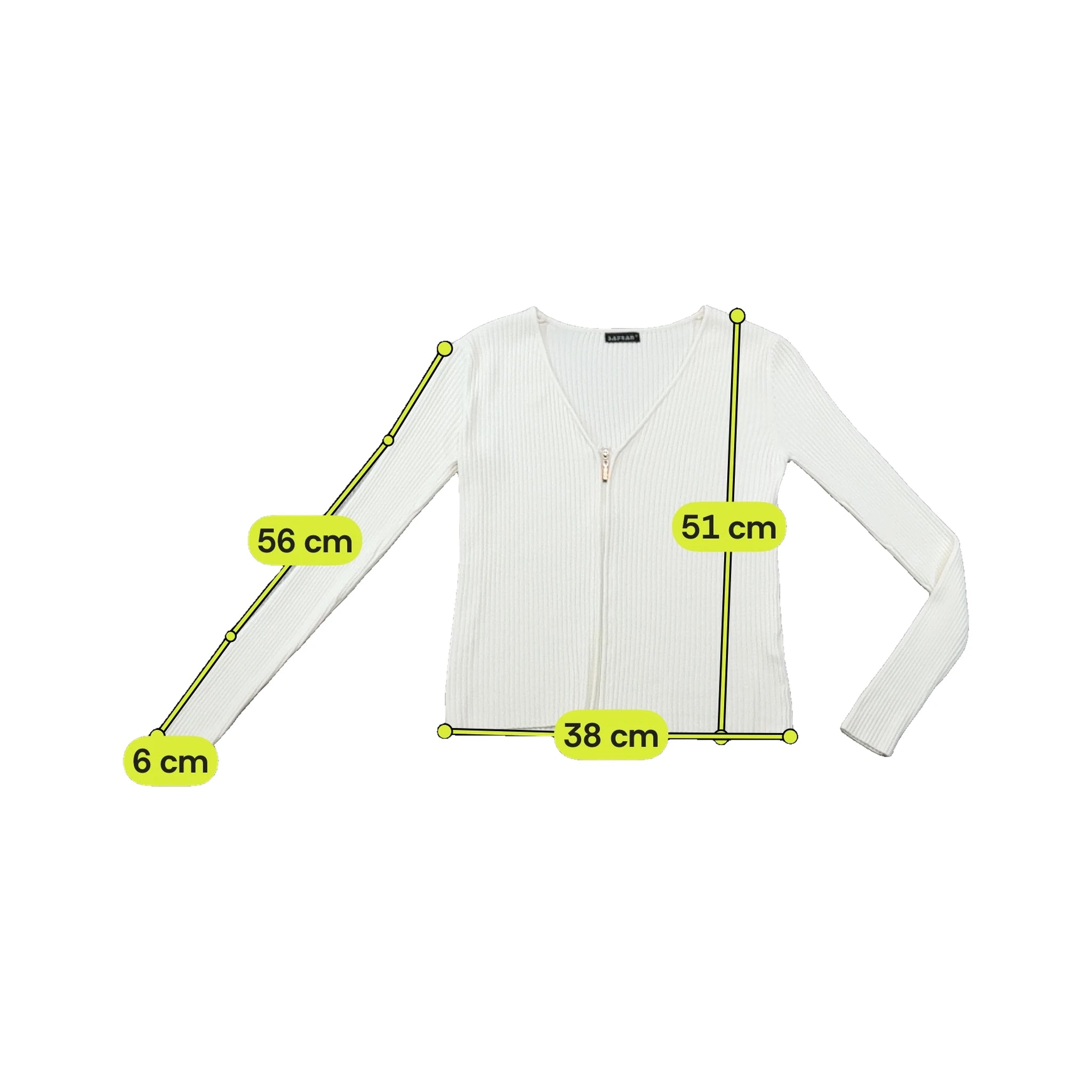 Safran Ribbed V-Neck Zip Front Sweater