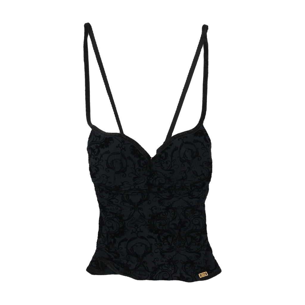 Miss Sixty Flocked Lace Up Corset Tank Top