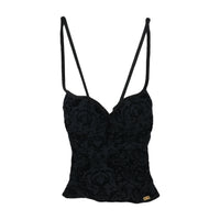 Miss Sixty Flocked Lace Up Corset Tank Top