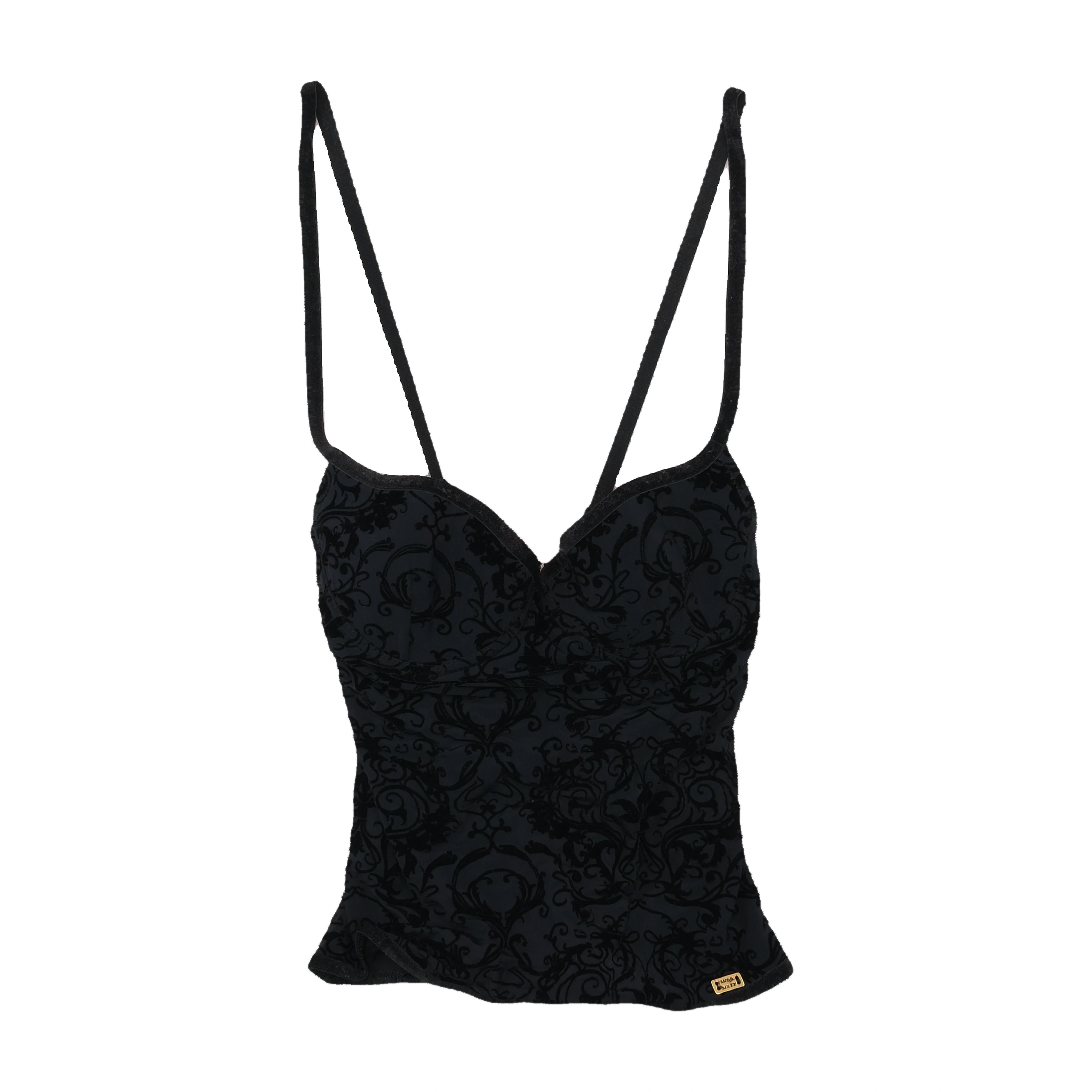 Miss Sixty Flocked Lace Up Corset Tank Top