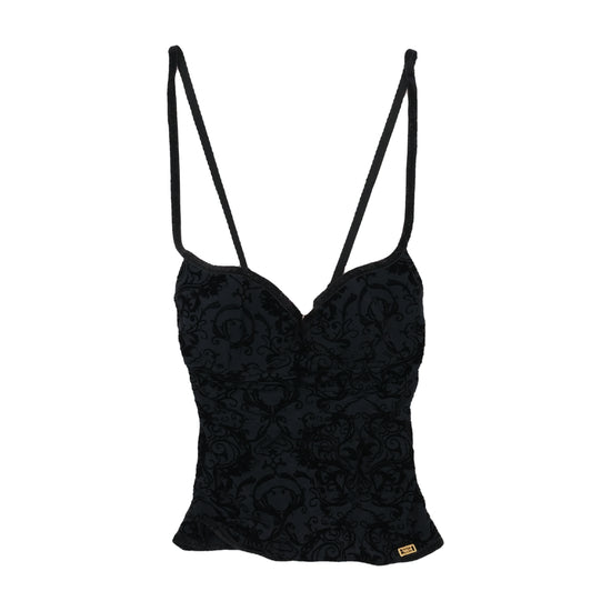 Miss Sixty Flocked Lace Up Corset Tank Top