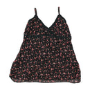 Top de alças Bluoltre floral com Acabamento em renda