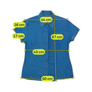 Blue Jeans Basic Distressed Wash Button-Up Short Sleeve Shirt