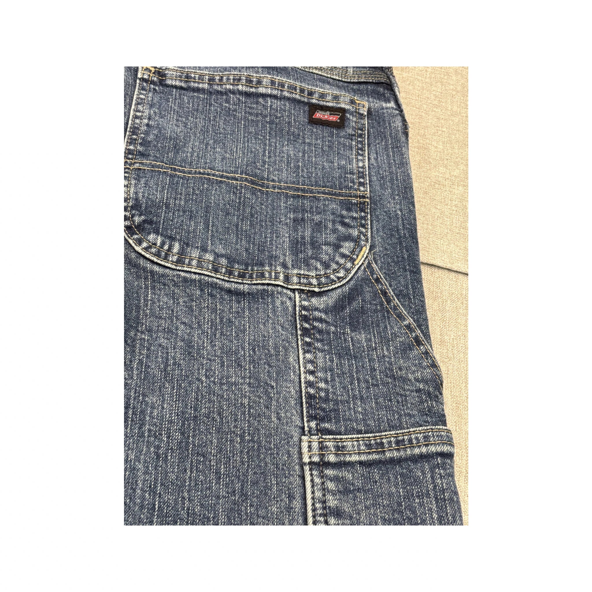 Calças de ganga de carpinteiro Dickies vintage em algodão de perna direita