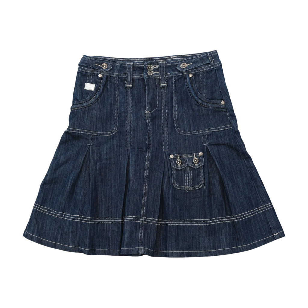 Real Play Dark Wash Cotton Blend Denim Utility Skirt