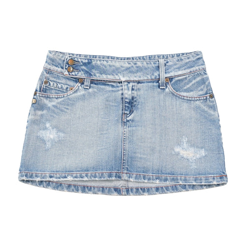 Kocca Distressed Low Rise Denim Mini Skirt