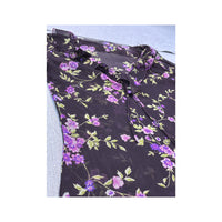 Vintage Sheer Floral Ruffle Tie Front Blouse