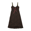 Floral Print Mesh-Trim Slip Dress