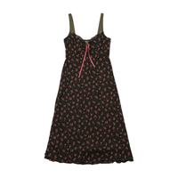 Floral Print Mesh-Trim Slip Dress