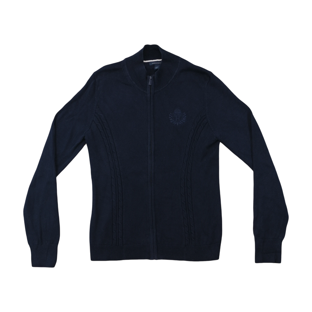 Camisola Tommy Hilfiger Canelada em algodão com Meia gola e Fecho Total
