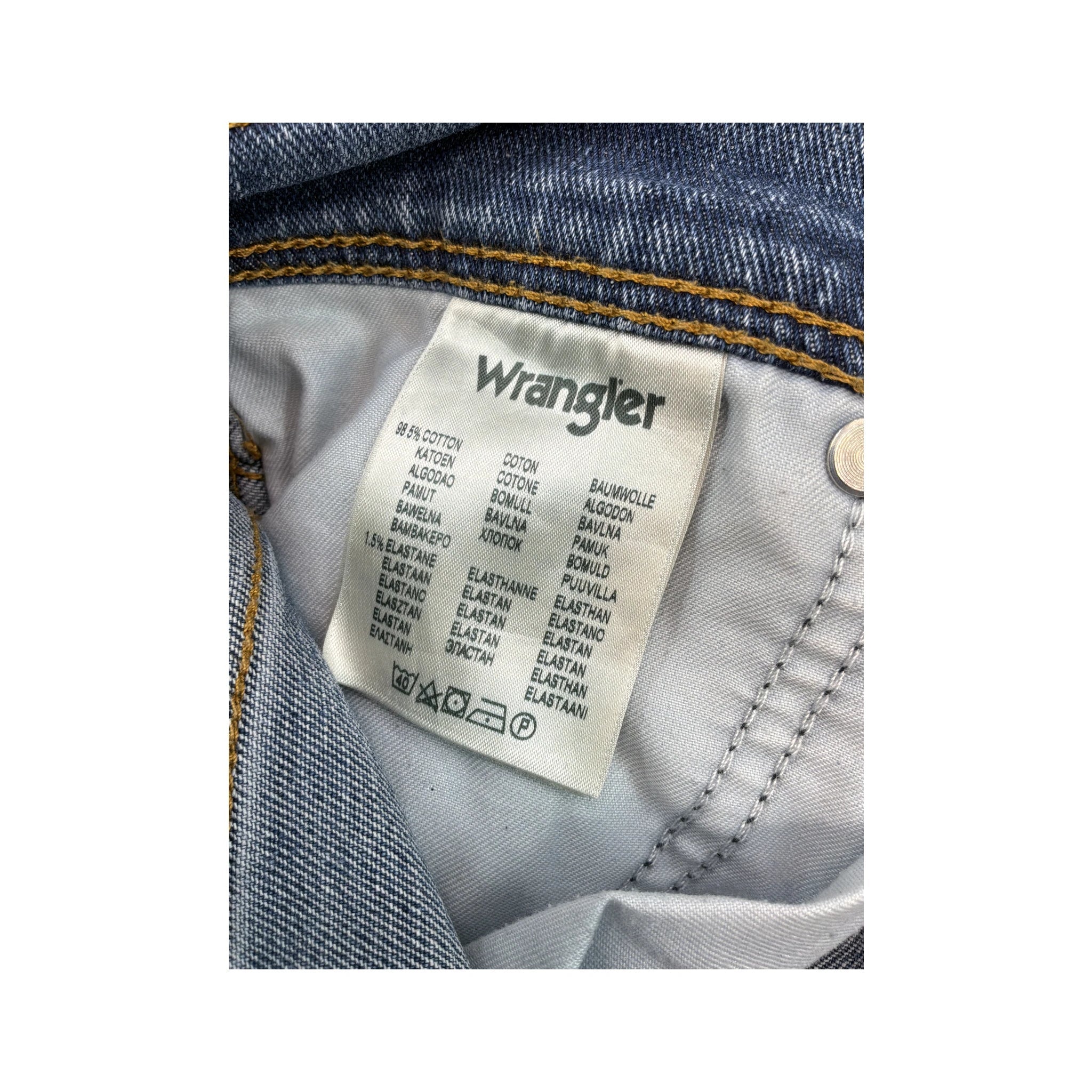 Calças de ganga Wrangler em algodão Elástico de Lavagem média de perna direita