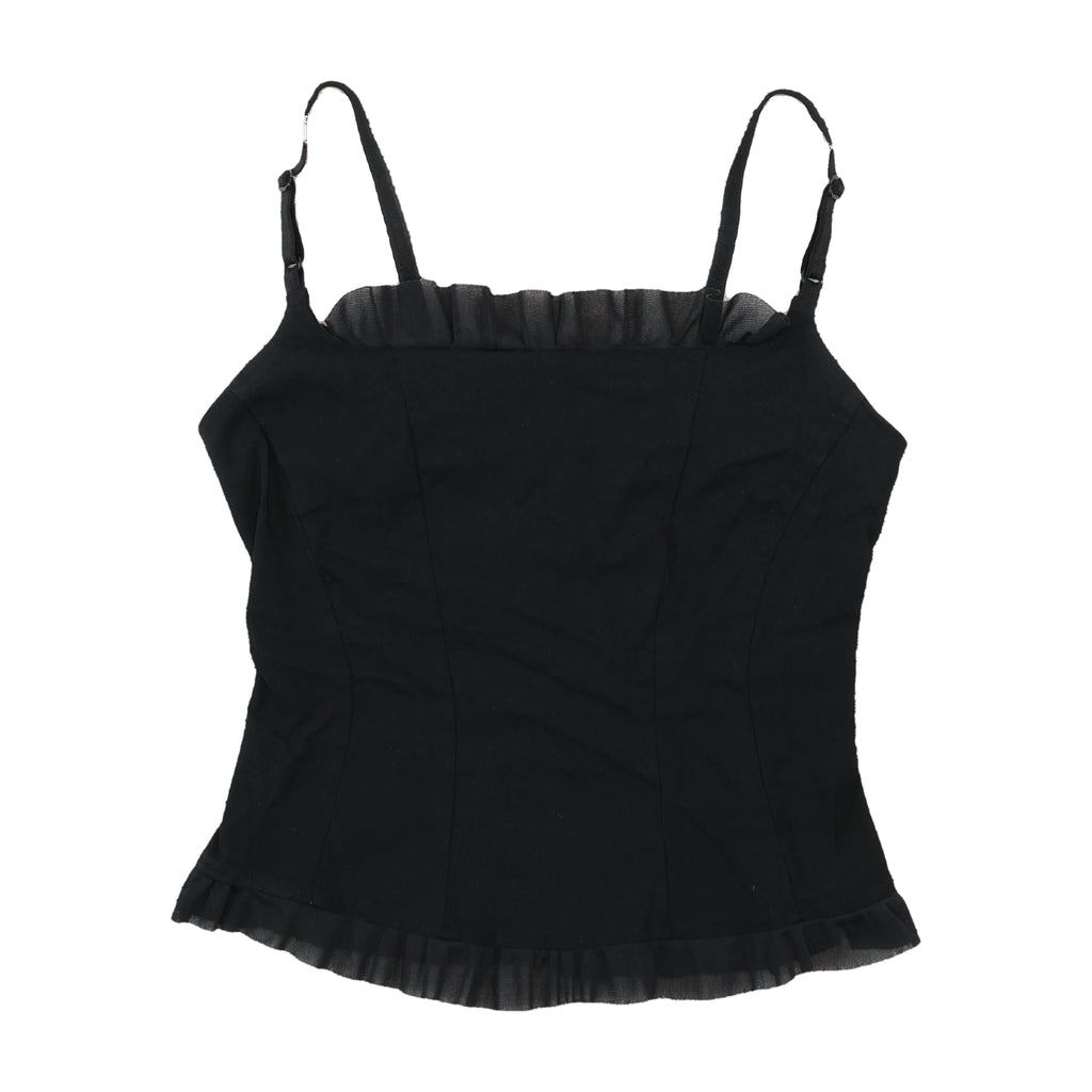 Pimkie Lace-Up Black Ruffle Cami Top