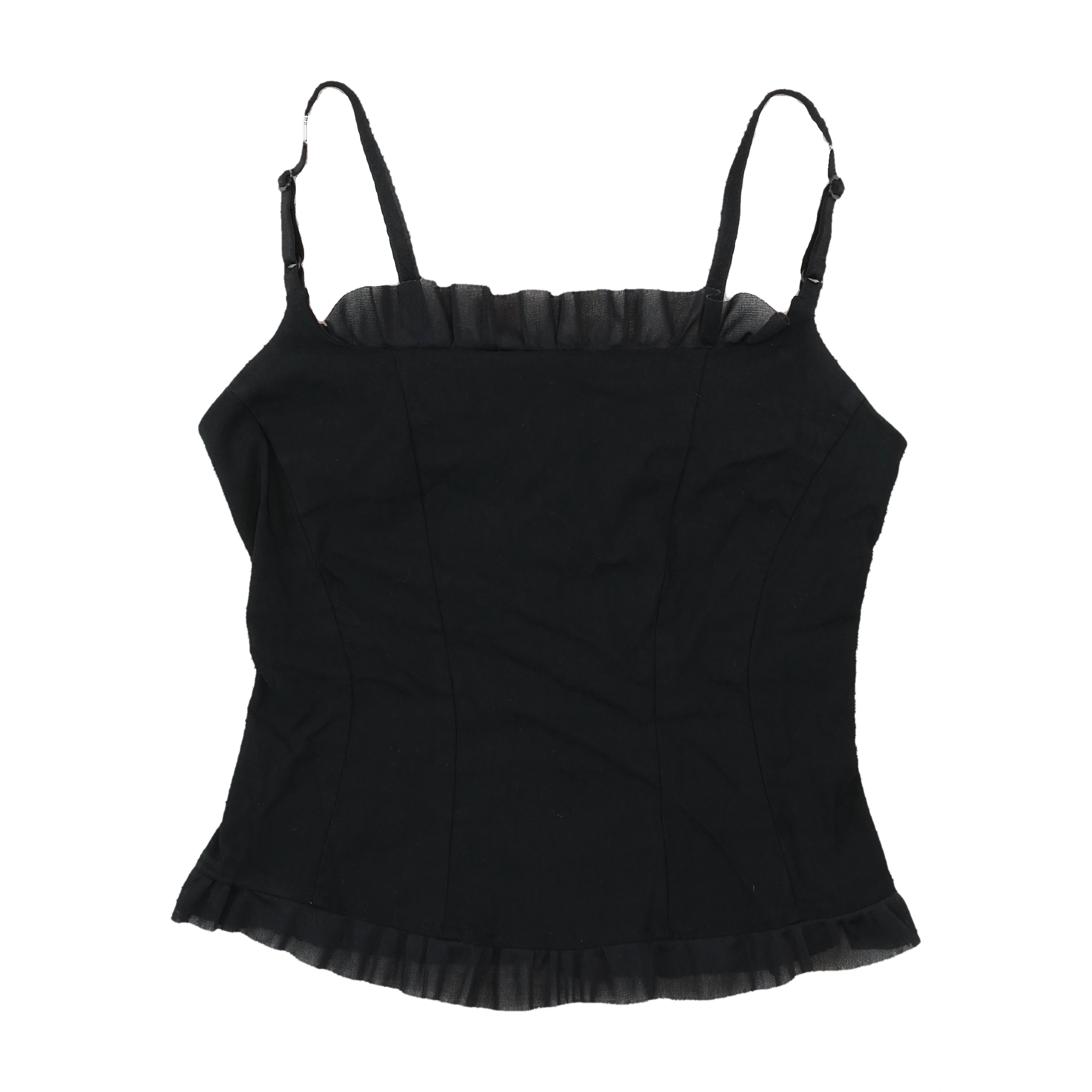 Pimkie Lace-Up Black Ruffle Cami Top