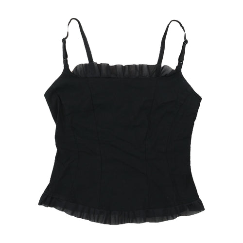 Pimkie Lace-Up Black Ruffle Cami Top