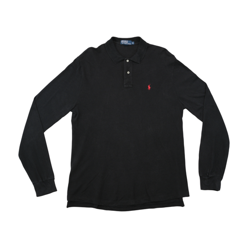 Polo by Ralph Lauren Black Cotton Long Sleeve Polo Shirt