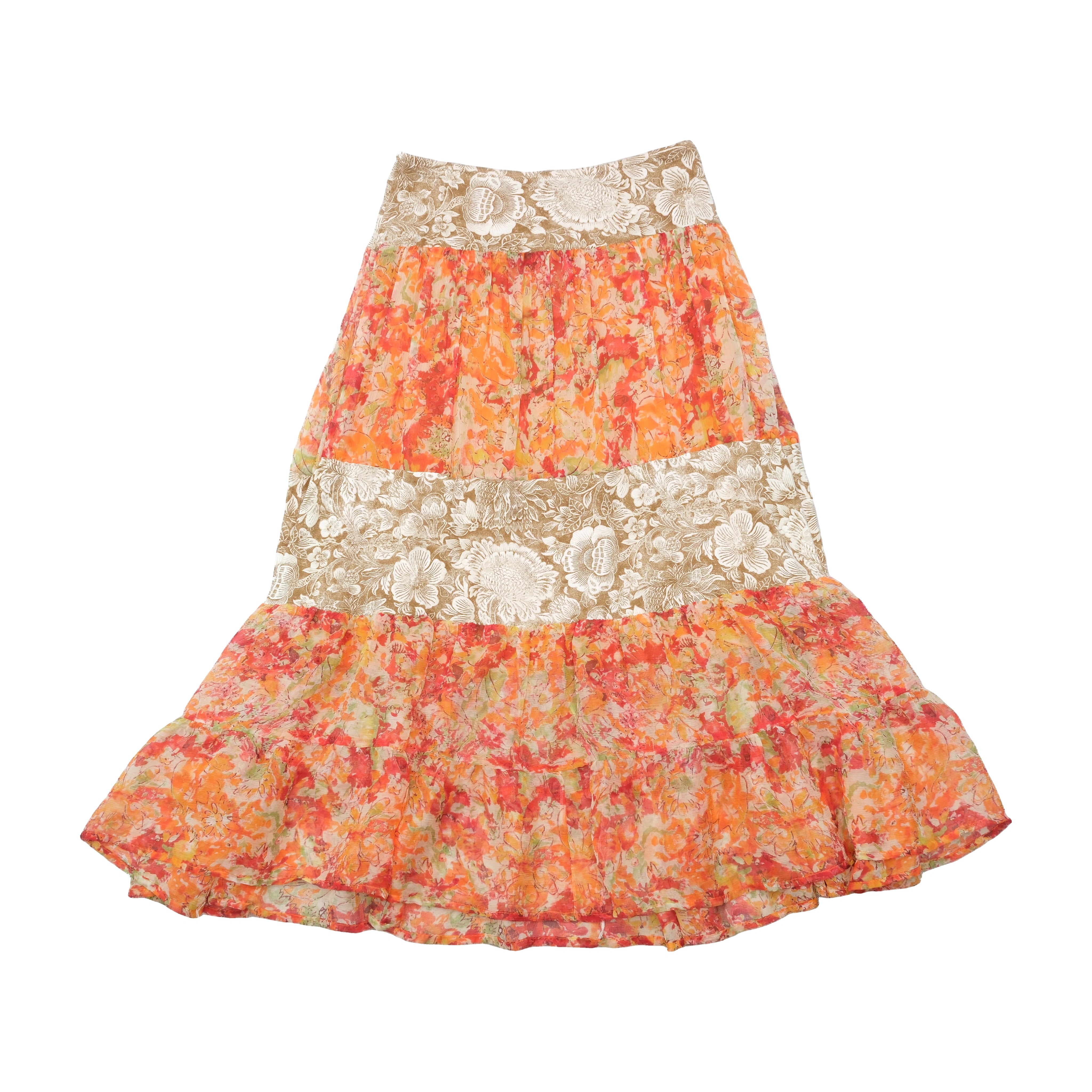 Saia em Camadas com Folhos e estampado floral Misto