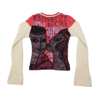 Custo Barcelona Graphic V-Neck Knit Sweater