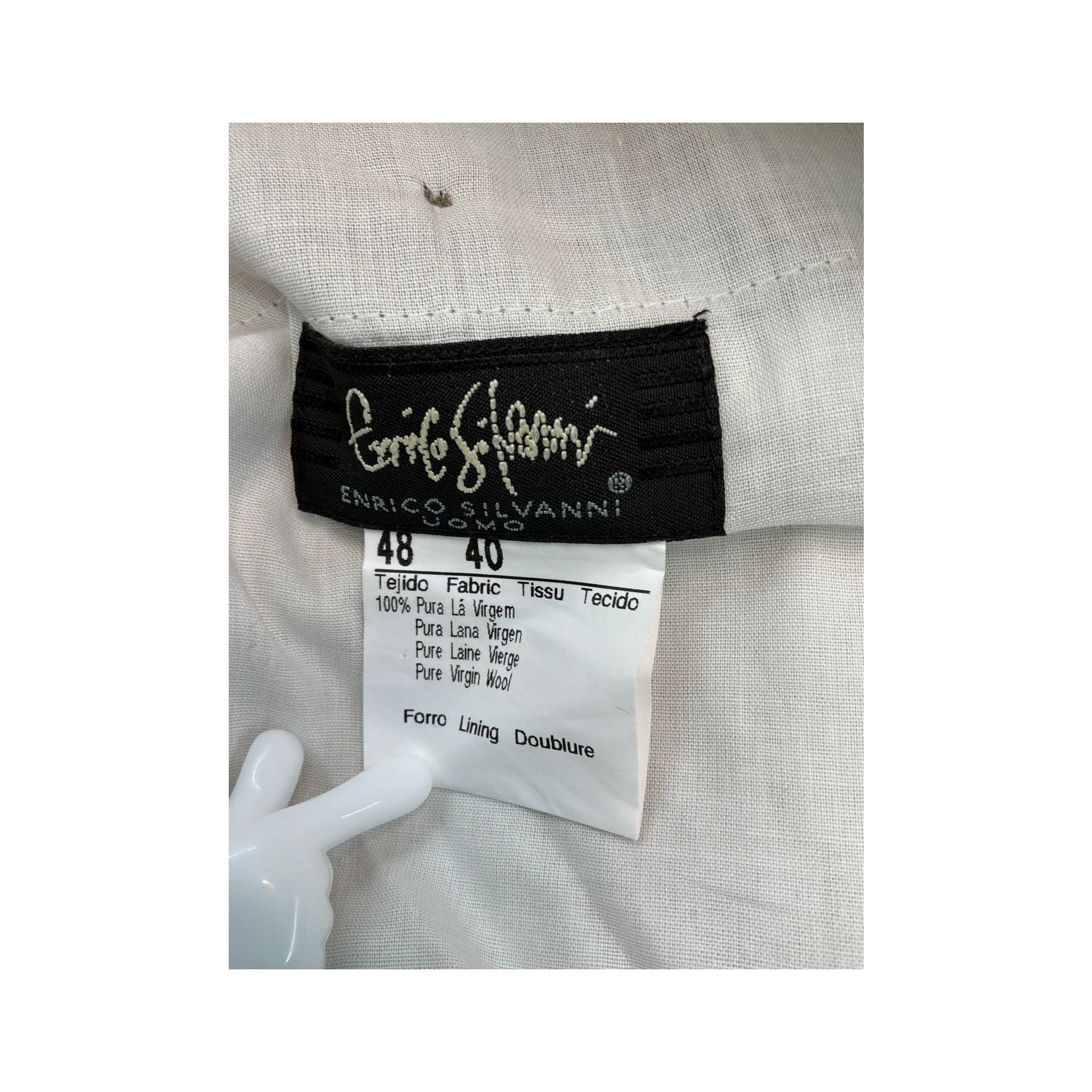 Carlo Santi Vintage Virgin Wool Beige Pinstripe Tailored Pants