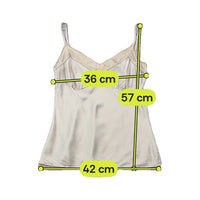 Vintage Sheer Mesh Trim Satin Camisole Tank Top