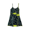 Abstract Burnout Green Velvet Slip Dress