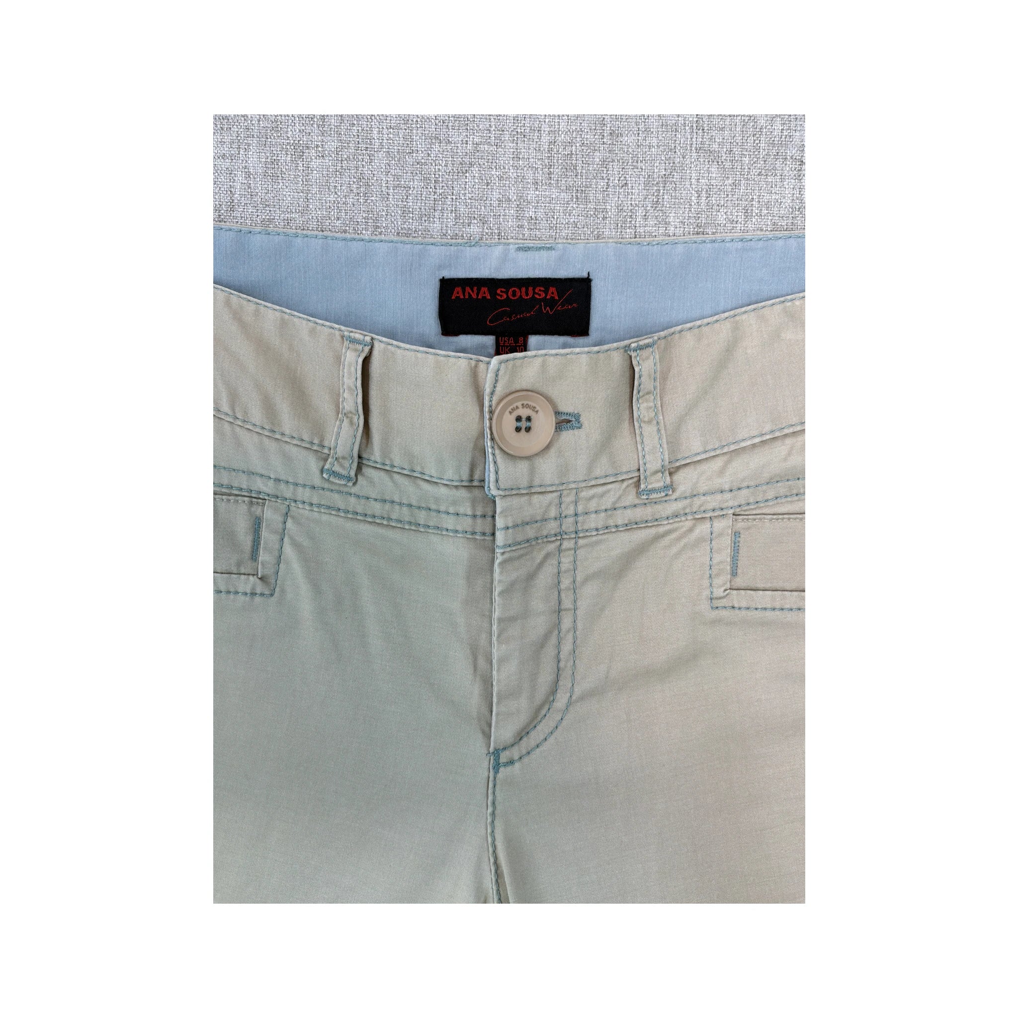 Ana Sousa Blue-Trim Cotton Chino Jeans