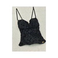 Miss Sixty Flocked Lace Up Corset Tank Top