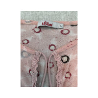 s.Oliver Sheer Pink Ring Print Tie Neck Blouse