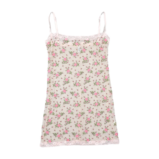 Moschino Lingerie Floral Embroidered Mesh Lace Trim Tank Top
