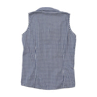 Blue e gcs Vintage Navy White Gingham Cotton Sleeveless Blouse