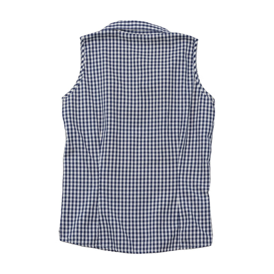 Blusa Blue Eyes vintage sem mangas em algodão com xadrez Vichy Azul-marinho e branco