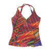 Abstract Stripe Floral Mesh Tank Top