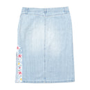 Emmanuel Schvili Embroidered Side Panel Light Wash Denim Skirt