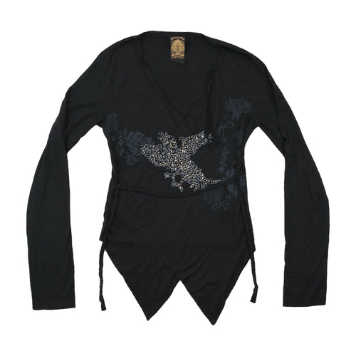 Nine Lives Studded Phoenix Handkerchief Hem Blouse