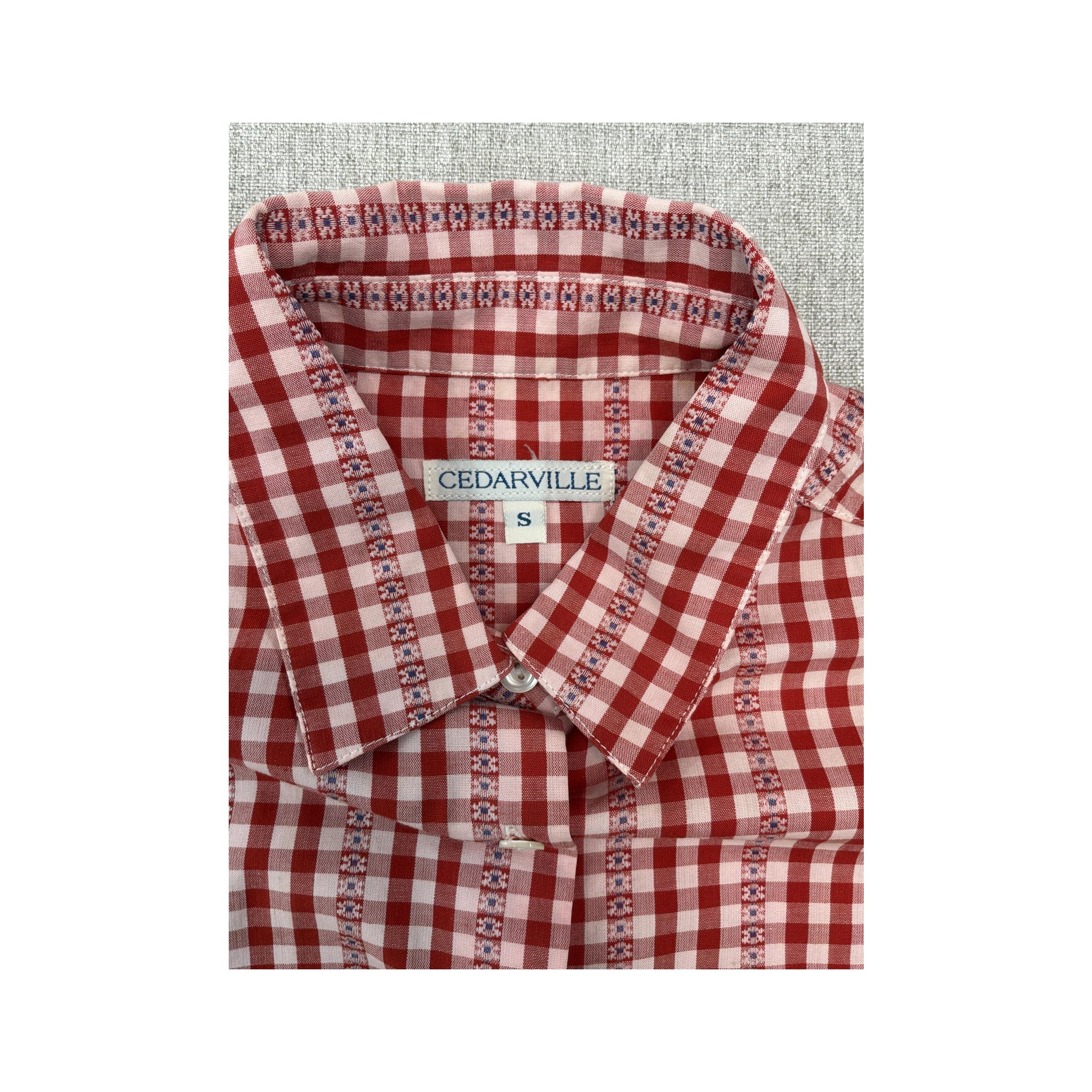 Cedarville Red Gingham Stripe Sleeveless Button-Up Shirt
