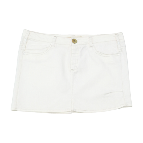 Guess White Cotton Stretch Denim Rhinestone Mini Skirt