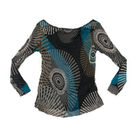 Mezzo Mentali Abstract Swirl Sheer Blouse