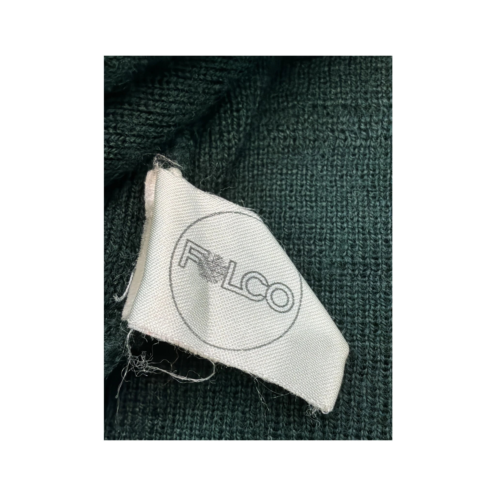 Vintage Dark Green Virgin Wool Blend Full Zip Collared Sweater