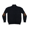 FABRICADO Na PRC Navy Full Zip Mock Neck Sweater with Elbow Patches