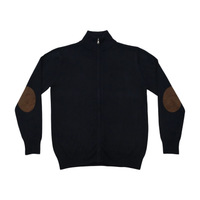 FABRICADO Na PRC Navy Full Zip Mock Neck Sweater with Elbow Patches